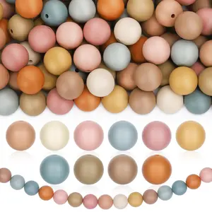 Boho Style Silicone Round Beads, 50pcs/set 10 Colors Loose Beads, Bulk Colorful Spacer Beads for DIY Necklaces Bracelet Keychain Jewelry Making, Crafts