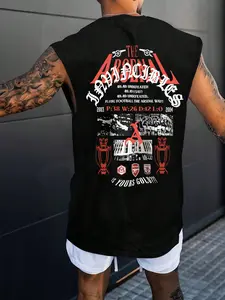 Men's Sleeveless Vest Arsenal Football Team Classic Season Memorial Design, 100% Cotton Fabric, Soft, Natural, Breathable, Round Neck Loose Fit, Medium Length