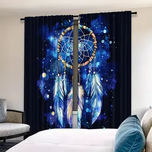 High-Quality Polyester Dreamcatcher Curtains Set, Durable Fashionable Daily Accessories, 2-Piece Living Room & Bedroom Drapes
