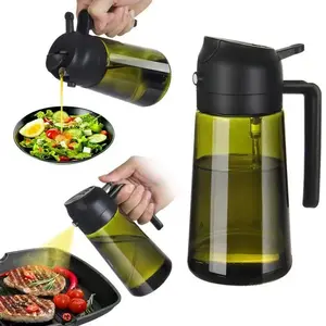 470ml Oil Sprayer Bottle – 2-in-1 Olive Oil Dispenser and Spray Bottle, Automatic Open/Close Feature, Kitchen Essential for Cooking, Salads, and Grilling – Ideal Back-to-School or Halloween Gift,TikTokShopBacktoSchool Modern Food Utensils Glass Green