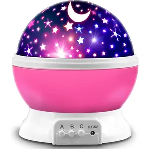 Star Projector for Kid, 360 Degree Rotation 12 Light Color, Night Light Lamp Fun Gifts for 1-4-6-14 Year Old Girls and Boys Rotating Star Sky Moon Light Projector for Kids Bedroom Decor - Pink