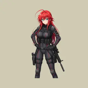 Anime Tactical Red Hair Operator Sticker, Heavy Gear Waifu, Elite Unit Style