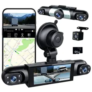 Four-Lens Car Dash Cam, 1080P Video Recorder with 64GB Memory Card, Night Vision, 24/7 Parking Mode, Vehicle Surveillance Camera, Automotive Dashcam