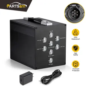 Partsam Trailer Light Tester, Wireless Remote Control, Built-in 12V 10Ah Rechargeable Battery,  IP65 Waterproof Case, Compatible with 7-Way Round Pin Connector