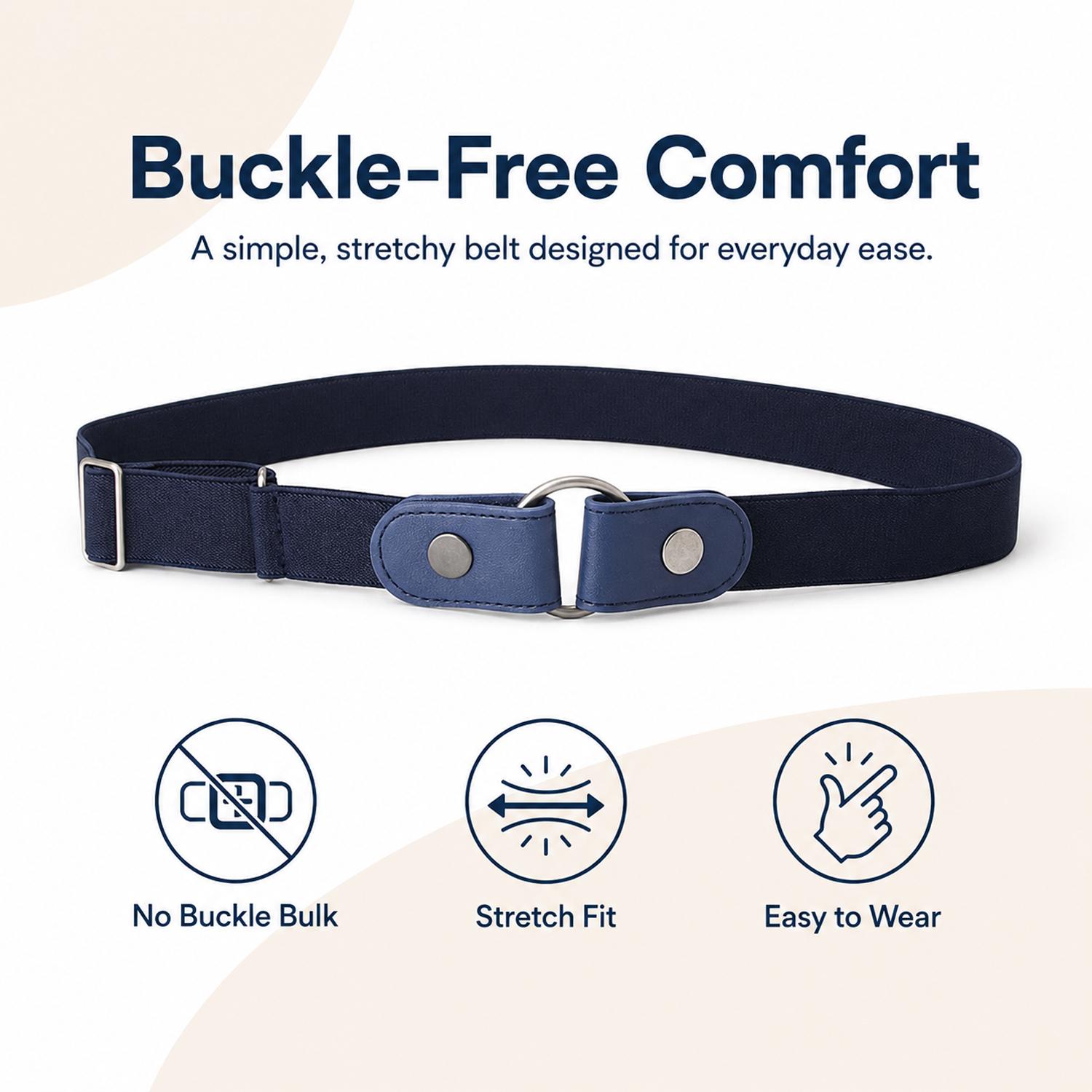 No Buckle Elastic Belt for Men & Women, Adjustable Invisible Stretch Belt with No Bulge for Jeans & Casual Outfits