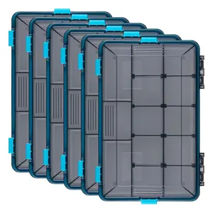 6 Pack Waterproof Fishing Tackle Boxes 3600 Tackle Trays with Removable Dividers, Plastic Storage Organizer