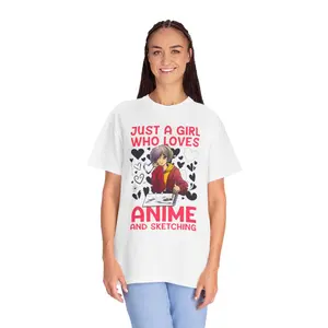Anime Art For Women Teen Girl Anime Merch Sketch Anime Lover Unisex Garment-Dyed T-shirt