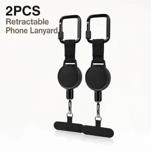 Anti-Theft Retractable Cellphone/Smartphone Lanyard with Locking Carabiner, 360° Swivel, Universal Phone Strap Tab for Hiking, Travel, Outdoor Activities