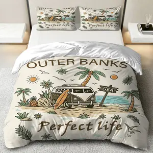3PCS Duvet Cover Set, 1 Duvet+2 Pillowcases(Without filler), Outer Banks Travel Beach Perfect Life theme, Summer bedding set, Luxury Comfort Suitable for decoration Bedroom, Hotel, Airbnb, Vacation Home.