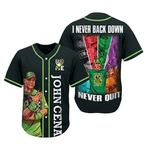 John Cena I Never Back Down I Never Quit Custom Baseball Jersey