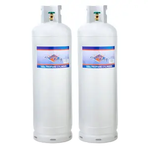 Flame King (2-pack) 100LB Empty Propane Tank LP Cylinder with Wheels, Horizontal & Vertical LP Cylinder with Built-in Gauge for Fire Tables, Patio Heaters, Barbeques, Lunch Trucks