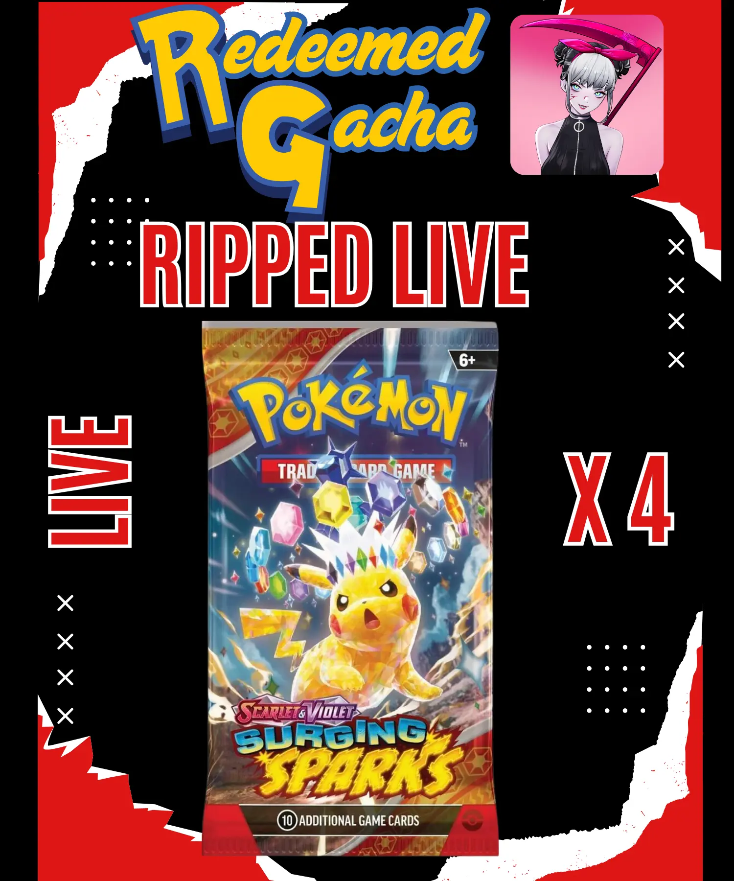 4x Pokémon Surging Sparks Booster Packs - Ripped LIVE