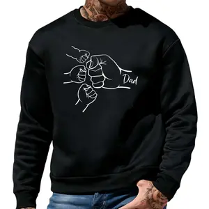 Dad of Three Fist Bump Long Sleeve Sweatshirt – 100% Cotton, Black Sleeves, Perfect Father’s Day Golf Gift for Him and Her