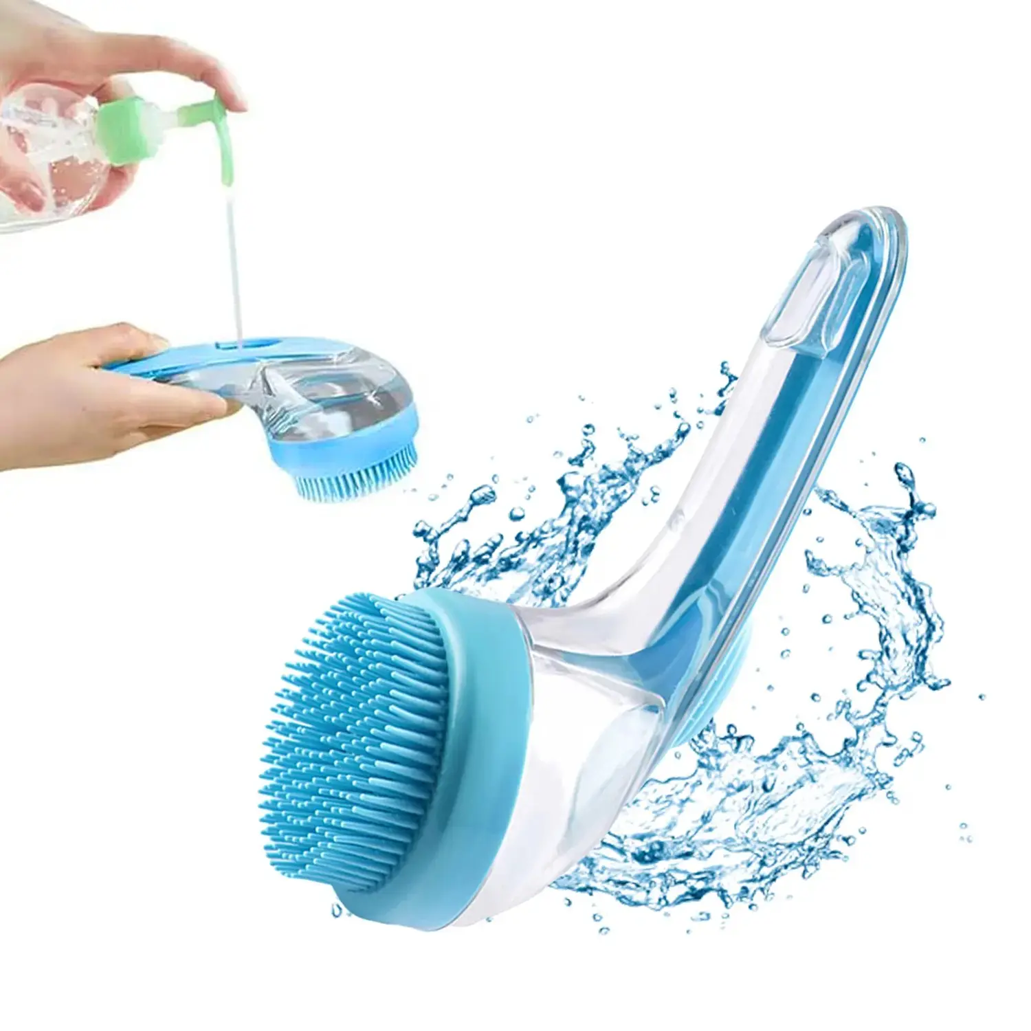 Pet Bath Brush 2 in 1 Dog Bath Brush with Built-in Shampoo Dispenser Multi-functional Dog Bath Brush for Long & Short Haired Dogs Cats Shower N2