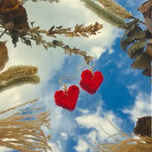 Crochet Heart Earrings for Women - Handmade, Lightweight and Fashionable