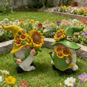 2026 New Sunflower Figure Ornament, Dwarf Statue With Yellow Hat Table Window Decor