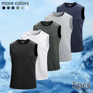 5-piece set of quick-dry and cool men’s tank tops, lightweight and breathable, sleeveless with fast-dry and stretch fabric, suitable for seaside activities like beach, fishing, and fitness as men’s sleeveless top