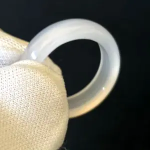 Natural Translucent White Jade Jadeite Ring Band, 6mm Width, US Size 7