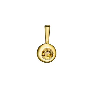 Polished Gold Vermeil Moon Birthstone Charm - November / Citrine