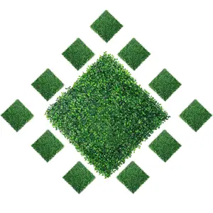 12 Pieces 20"x 20" Artificial Boxwood Panels Topiary Hedge Plant, Privacy Hedge Screen Sun Protected Suitable for Outdoor, Indoor, Garden and Decor