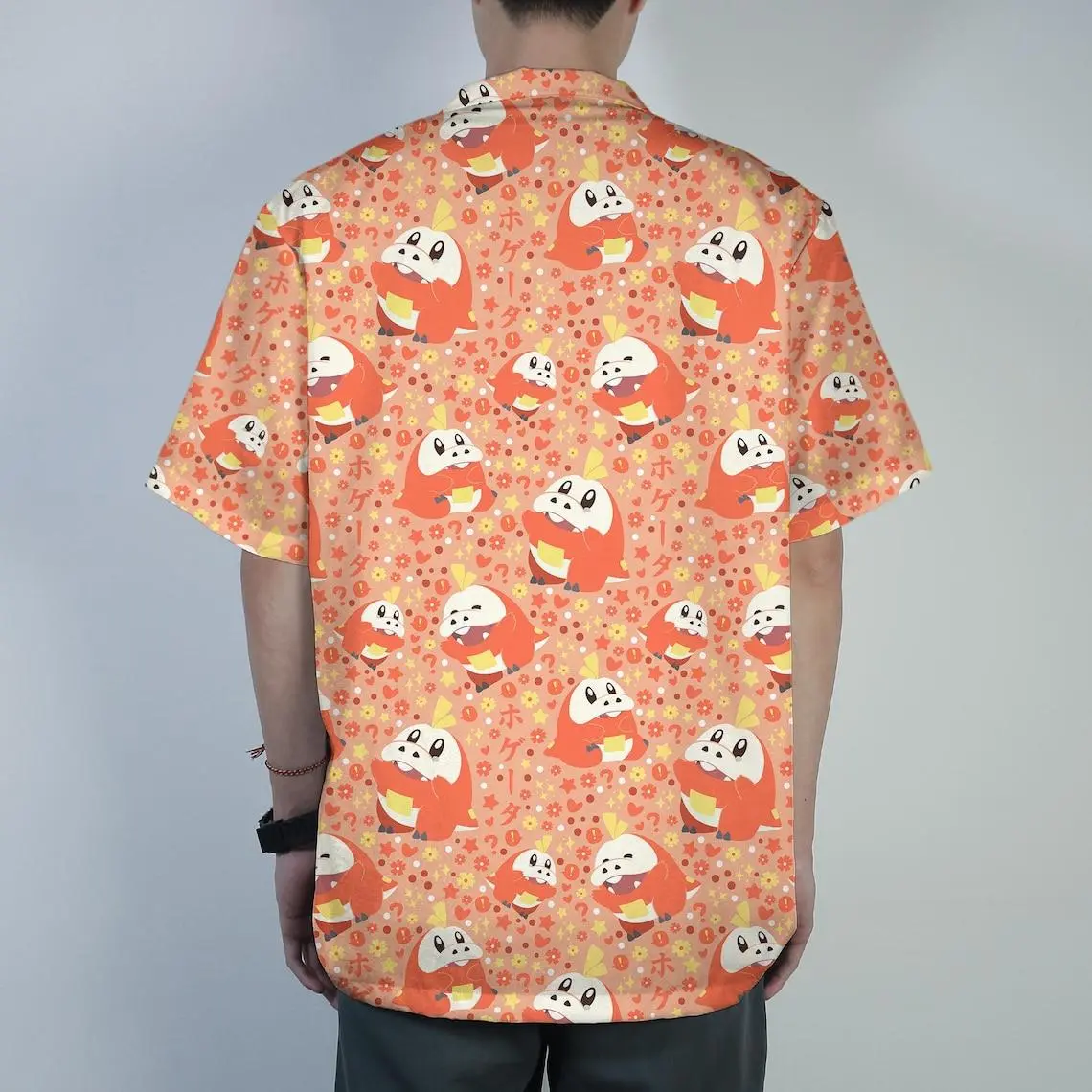 Fuecoco Hawaiian Shirt Cute Fire Crocodile Tropical Button Up Shirt Funny Summer Beach Shorts Matching Set Unisex Outfit Fuecoco Shirt Gifts