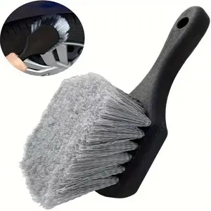 Soft Bristle Car Wash Brush, Durable Plastic Material, Easy Wheel and Tire Cleaning, Anti-Slip Handle, No Scratches, Fiber Material, Soft Brushed Microfiber