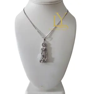 LaYaiBoutique #1872  Saint Lazarus necklace and pendant in gold plated SILVER