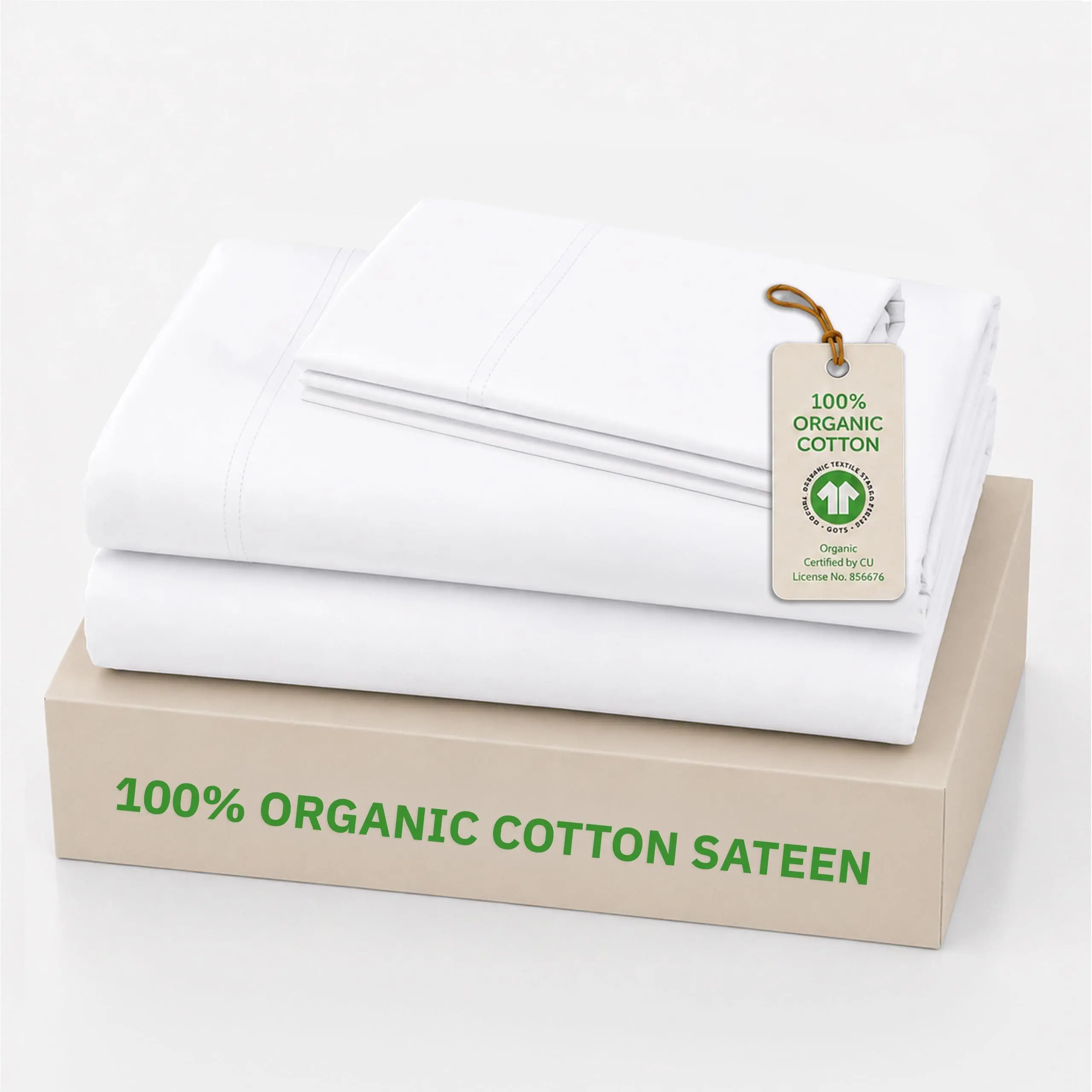 Silky-Soft Sateen, 100% Organic Cotton Sheet Set - GOTS Certified Product