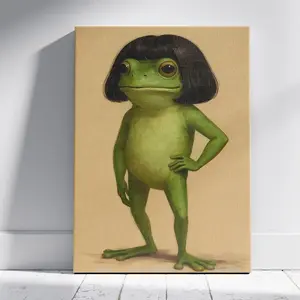 Funny Frog Art Poster — Bubble-Head Style, Playroom Decor for Kids