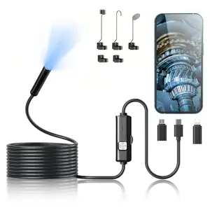 1080P HD Industrial Endoscope Inspection Camera with Adjustable LED Fill Light & 6 Replacement Accessories, Handheld Waterproof Borescope with Built-In Screen for Car Engine Repair, Plumbing Sewer Pipe Detection, Maintenance Visual Inspection Tool