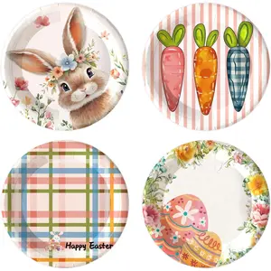 48 count Easter Paper Plates, Eggs Bunny Party Plates 7 inch Disposable Cake Dessert Plate for Spring  Party Supplies (Easter)
