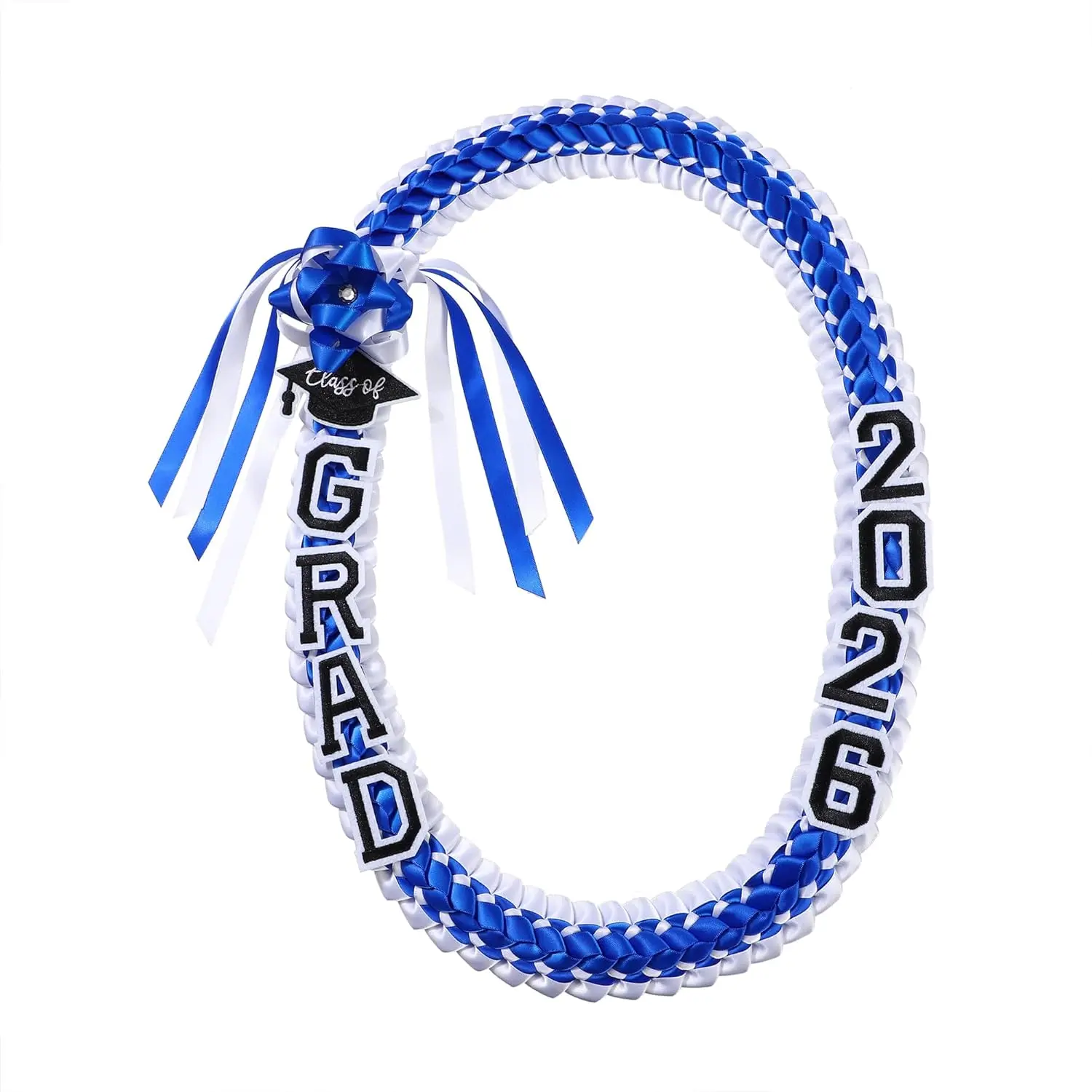 Graduation Leis Grad  Ribbon Lei Double Braided Ribbon Necklace with Grad Letters,.2Inch