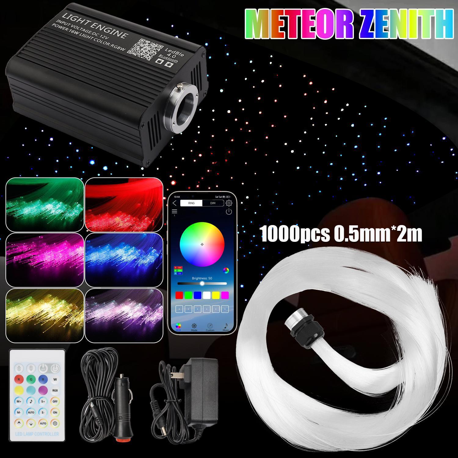 1000pc Fiber Optic Star Light Kit | Car Headliner Roof Twinkle Ceiling Lights | RGB Music Activated Fiber Optic Lamp for Home Theater Car Interior