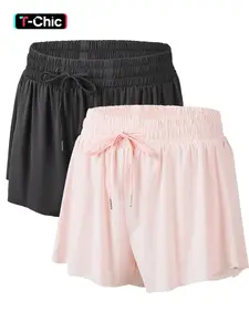 Women's Solid Color Drawstring Waist Adjustable Fit Shorts, Casual Comfy Lightweight Breathable Nylon Shorts for Daily Outdoor Wear, Ladies Bottoms for Summer