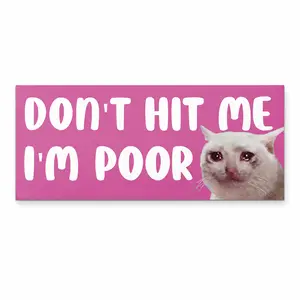 "Dont hit me,I'm poor"Cat Y2K Pink Aesthetic Funny Gen Z Meme Bumper Magnet Sticker Car Vehicle Vinyl Decal for New Drivers and Adults