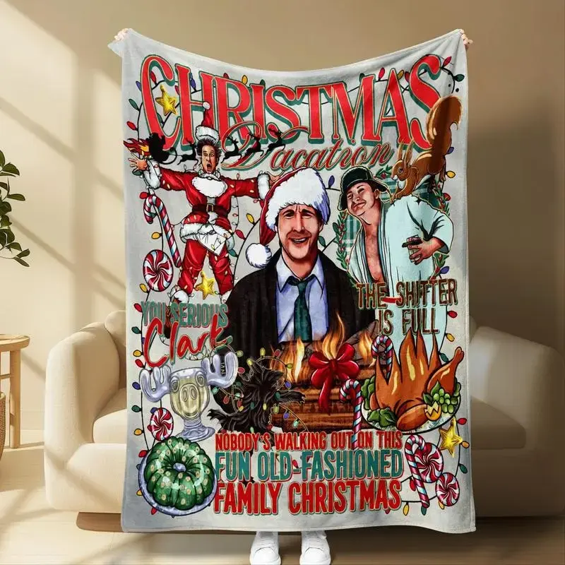 "Christmas Vacation" - Themed Blanket | Sofa Movie - Watching Throw, AC Home Blanket, Outdoor Picnic Vibe For Christmas party decor, winter family movie nights, New Year gathering decor Ideal for Christmas, New Year's Day, New Year