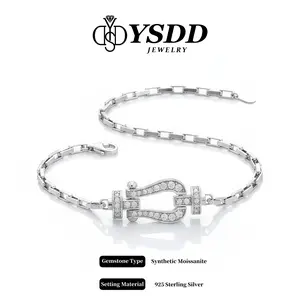 【5.23 LIMITED】Lucky Horseshoe Paperclip Chain Bracelet 9.2g Silver Full Moissanite vvs Synthetic Moissanite Bracelet in 925 Sterling Silver