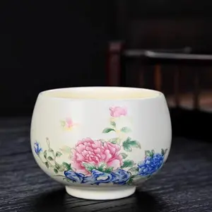 Pastel Peony Butterfly Fine Bone China Tea Cup