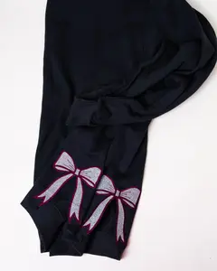 BLACK Embroidered Side Bows Unisex NuBlend Crew Sweatshirt Personalized Stitch
