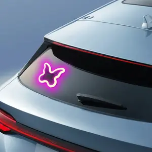 Solar-Powered Wireless LED Neon Light -Butterfly shape C-Pillar Design Car Interior Lighting, Eco-Friendly Modern Auto Parts Accessories, Car Stuff LED Lights, summervibes, Car Light Embellishments