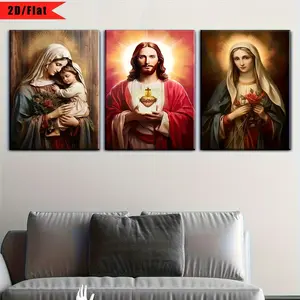 Triptych 2D Canvas Print with Frame, Religious Wall Art, Modern Classic Decor, Ideal for Easter, Wedding, Graduation, Anniversary