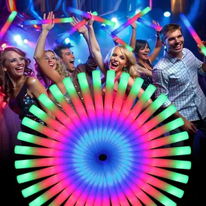 36 Pieces Foam Glow Sticks, Foam Glow Sticks Party Supplies, 3 Modes Colorful Flashing, Glow Sticks Bulk Party Set for Birthday, Wedding, Halloween, Christmas, Carnival, Concerts Light Gifts
