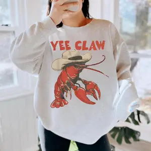 Lobster Cowboy Yee Claw Sweatshirt, western clothing, western tops, western cowgirl stuff, punchy western wear, western outfits for women,4