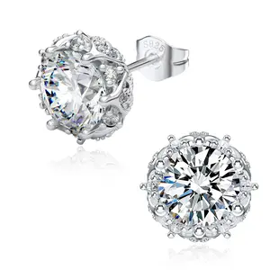 [Unisex]Moissanite Stud Earrings Rose with Thorns Earrings 0.6ct/1ct/2ct D Color VVS1 Round Cut S925 Synthetic Moissanite Jewelry Perfect Birthday Mother’s Day Gift for Women Men