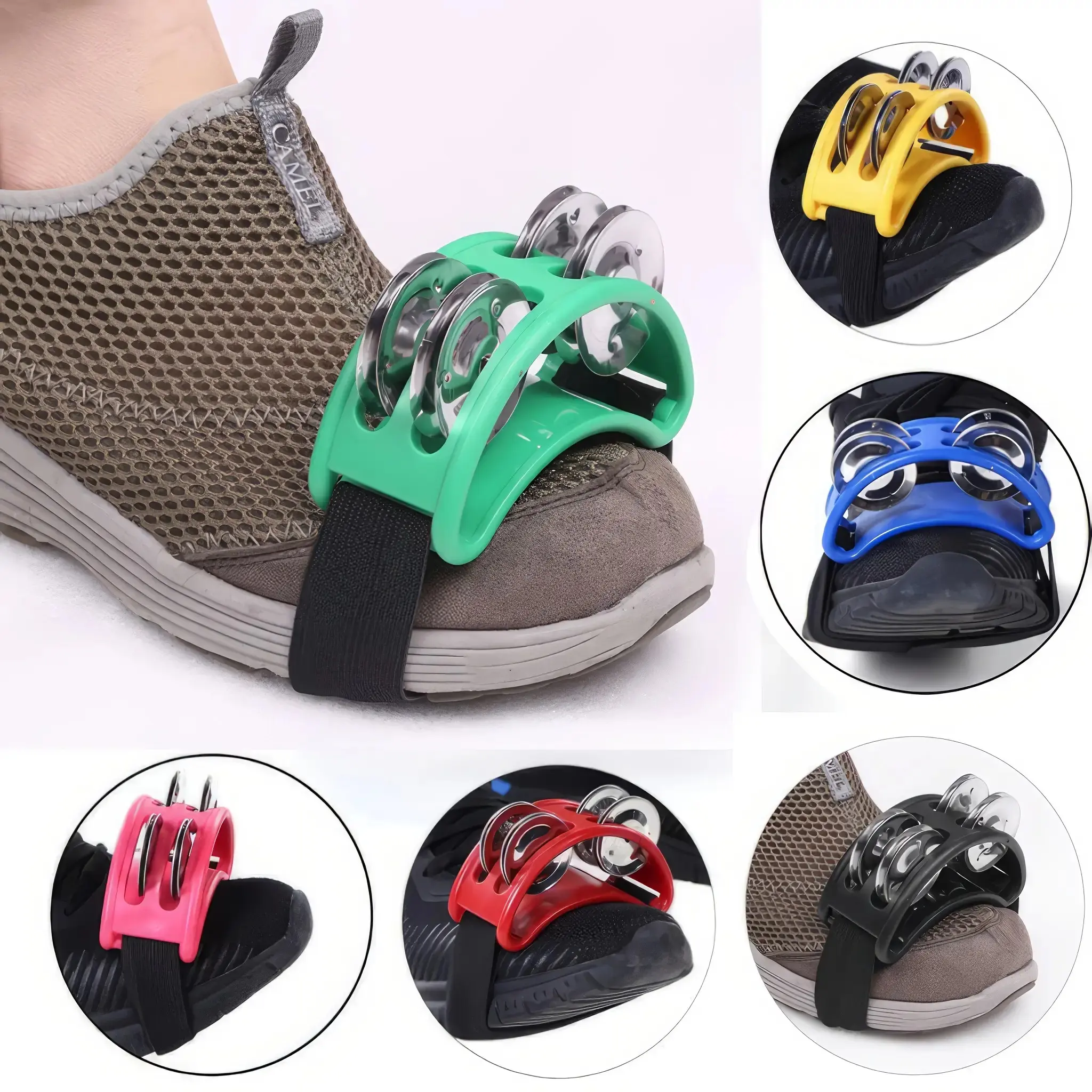 3pcs of Foot Pedal Bells, Double Row Stepping Bells with Cajon And Conga Drums, African Djembe Drums And Kalimba Percussion Instruments, Foot Tambourine, Foot Percussion Instrument Playing, Hands-Free Percussion Instrument, Double Row Tambourine