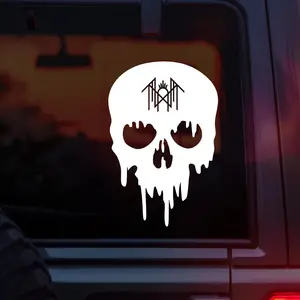 Sleep Token Vinyl Decal Dripping Skull Head with Band Logo on Forehead | Inspired by Even In Arcadia Album | Alt Aesthetic Sticker for Cars, Laptops & Water Bottles | Worship Era Fan Merch for Sleep Token Lovers, Alt Girls, and Music Fans