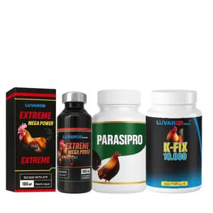 Poultry Nutritional Supplement Pack – Parasipro 100 Tabs, K-Fix 10.000 200 Tabs & Mega Power 100 ml – Bird Wellness Support