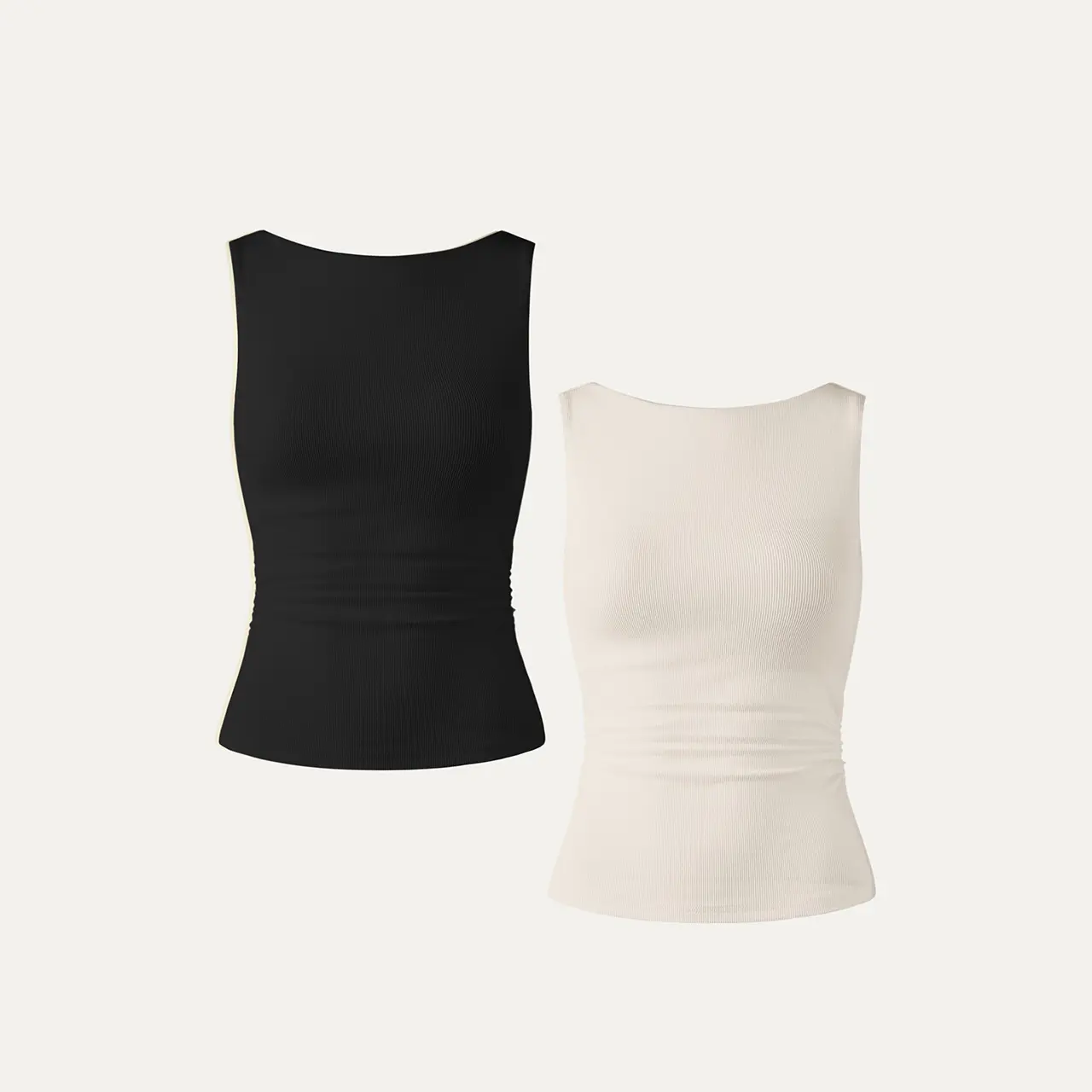 OGL Plantive Boatneck Open-Back Brami Tank Top with Built-In bra