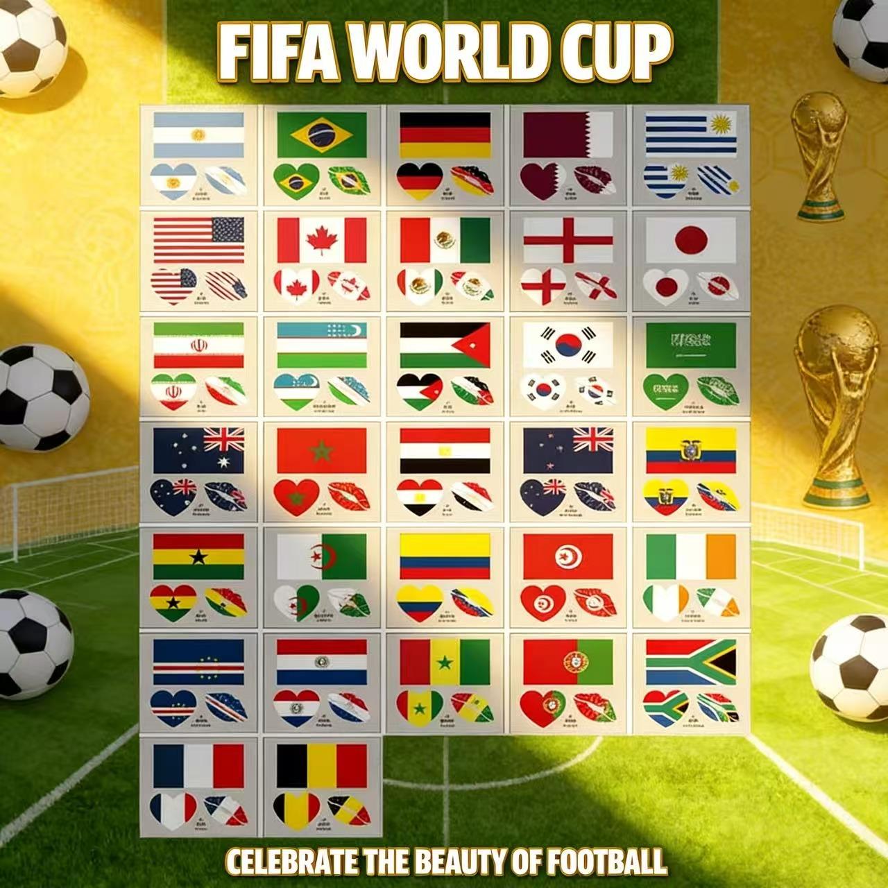2026 FIFA World Cup Temporary Tattoos USA Canada Mexico Flag Face Stickers Waterproof Football Fan Decor for Makeup & Cosmetic Use Non-Toxic Gentle Formula Safe for Sensitive Skin Kids 2026 FIFA World Cup Temporary Tattoos USA Canada Mexico Flag Face Stickers Waterproof Football Fan Decor for Makeup & Cosmetic Use Non-Toxic Gentle Formula Safe for Sensitive Skin Kids