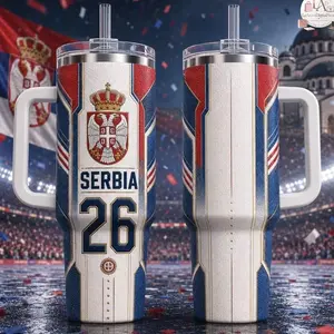 Personalized Soccer 2026 Serbia 40OZ Tumbler, WC Custom Tumbler, 2026 Soccer World Tournament, International Game Day, Sport Lovers Tumbler
